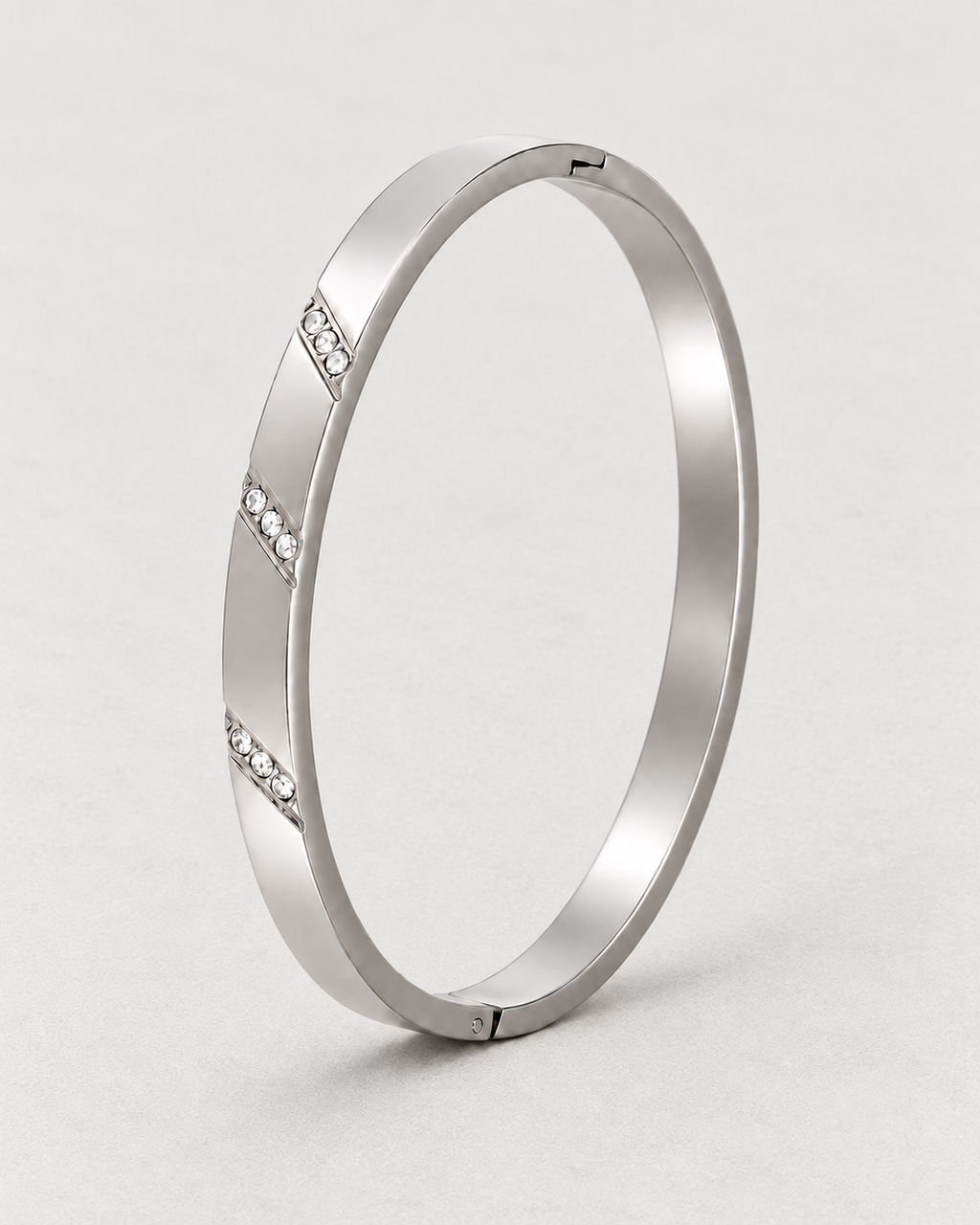 PARLX Channel Cuff in polished steel on pale matte concrete — supplier-referenced rendering