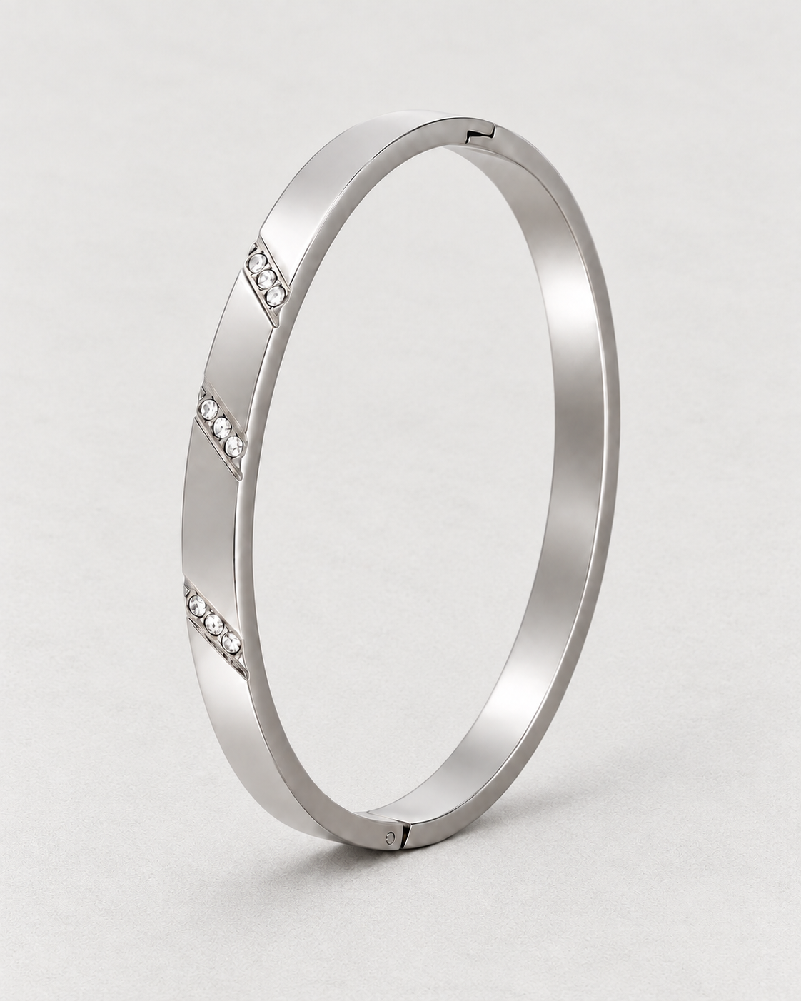 PARLX Channel Cuff in polished steel on pale matte concrete — supplier-referenced rendering