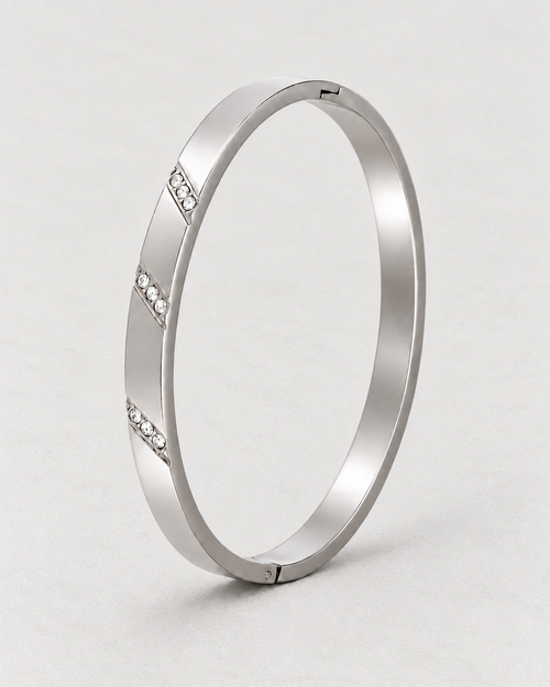 PARLX Channel Cuff in polished steel on pale matte concrete — supplier-referenced rendering