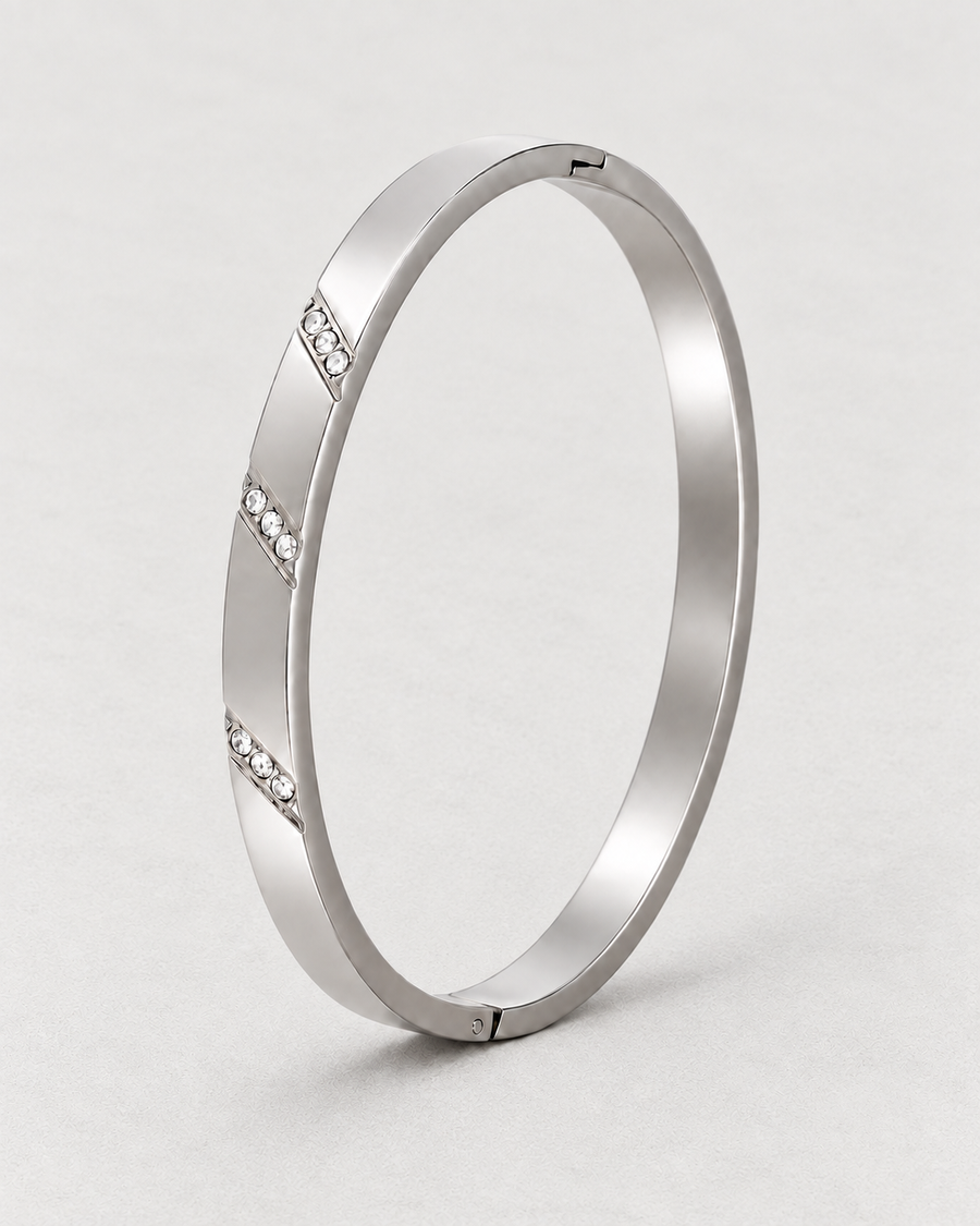PARLX Channel Cuff in polished steel on pale matte concrete — supplier-referenced rendering