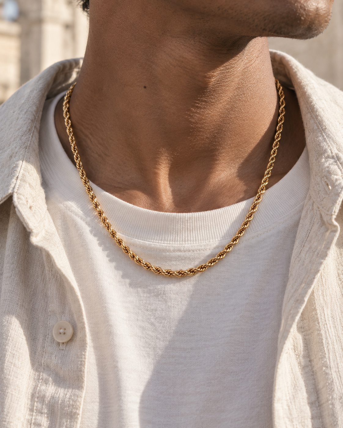 PARLX Twisted Chain Necklace in gold tone — generated on-body styling image