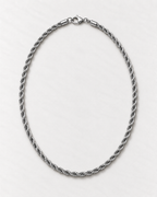 PARLX Twisted Chain Necklace in polished steel on light concrete — existing render with standardized catalog styling